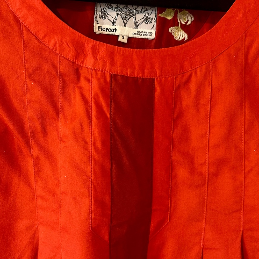 Anthropologie Floreat Fire’s Path Exotic Floral Embroidered Cap Sleeve Dress Sz2 - Picture 6 of 14
